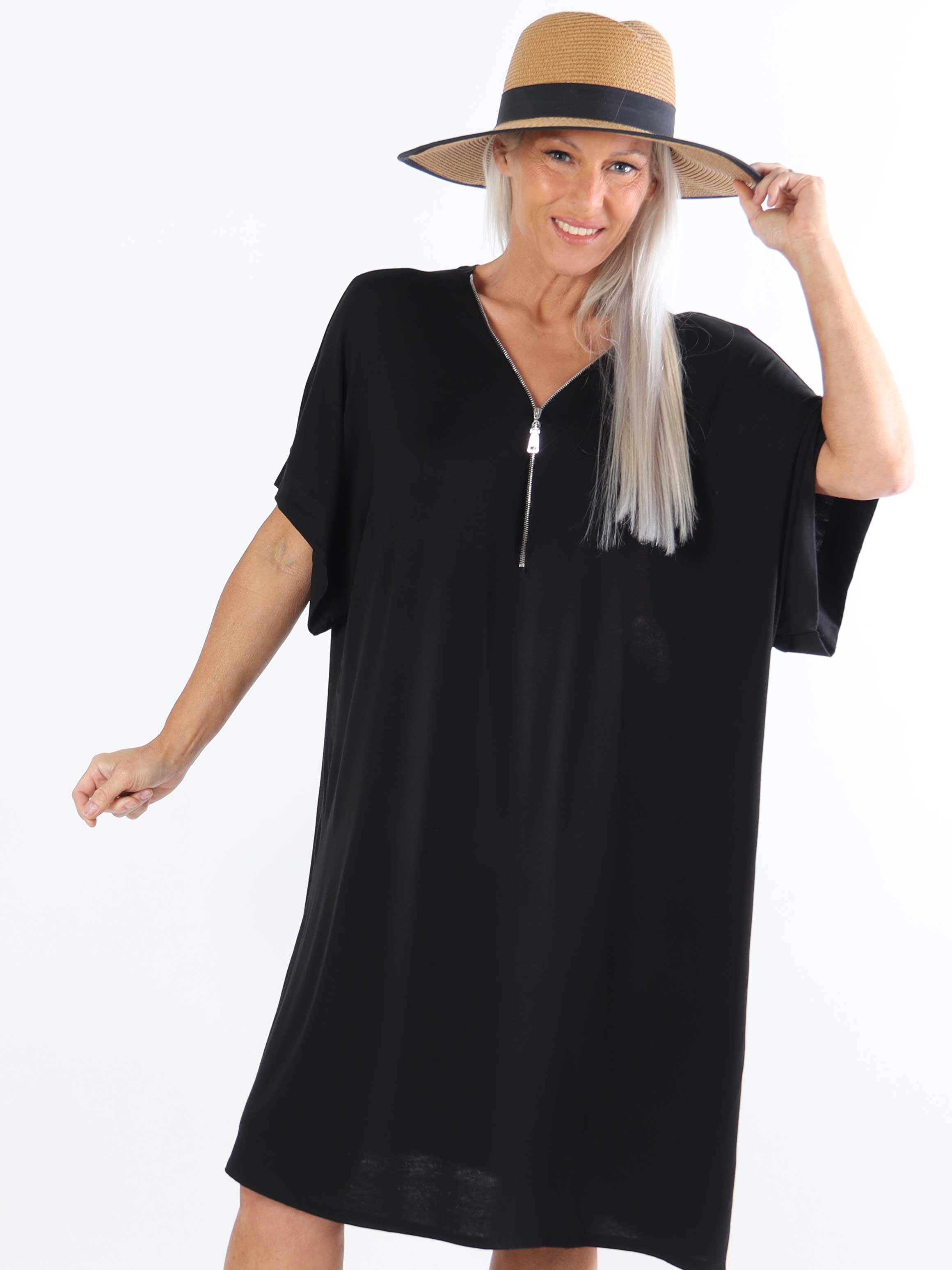 Adana - Söt tunika i viskos i plusstorlek med dragkedja i halsringningen